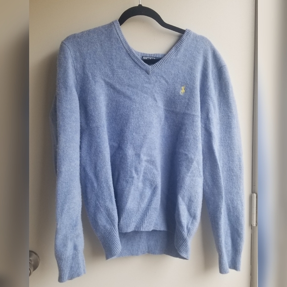 Ralph Lauren L baby blue wool V-Neck sweater - Picture 2 of 4